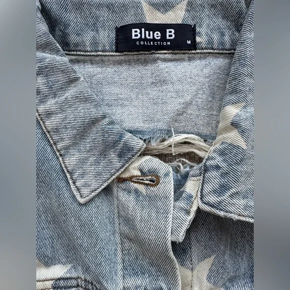 Blue B Star-Patterned Jean Jacket - Picture 2 of 3